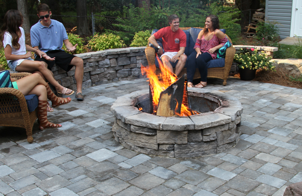 custom patio paver bonfire pit