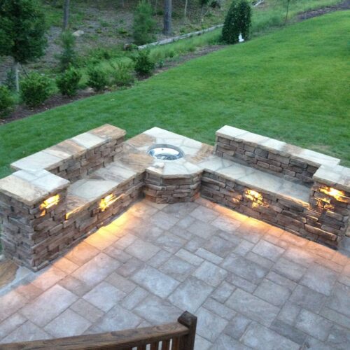 Custom Fire Pit and Retaining Walls