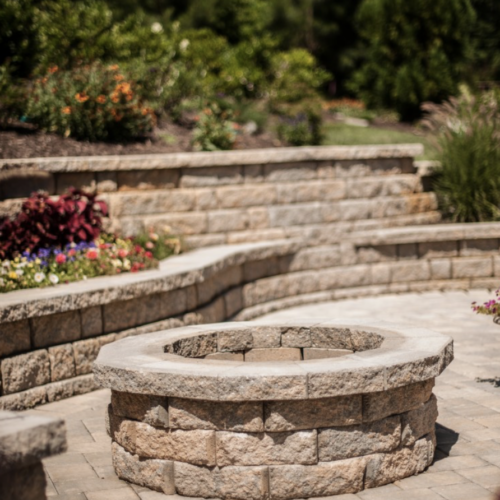 Multi-level Retaining Wall and Fire Pit