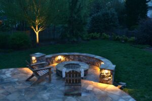 Retaining Wall with Fire Pit Focus