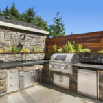 Outdoor Kitchen with Stainless Steel Appliances